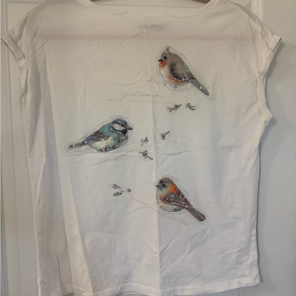 White Bird Print T-Shirt